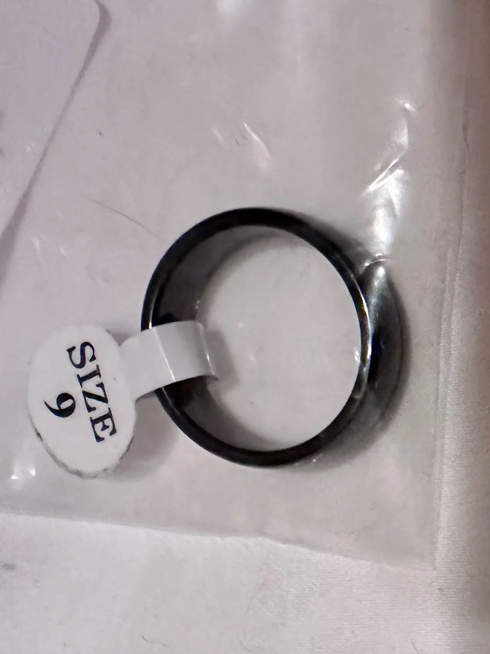 NWT Black Handmade Ceramic Solid Band Ring Size 9 Glossy Minimalist Statement
